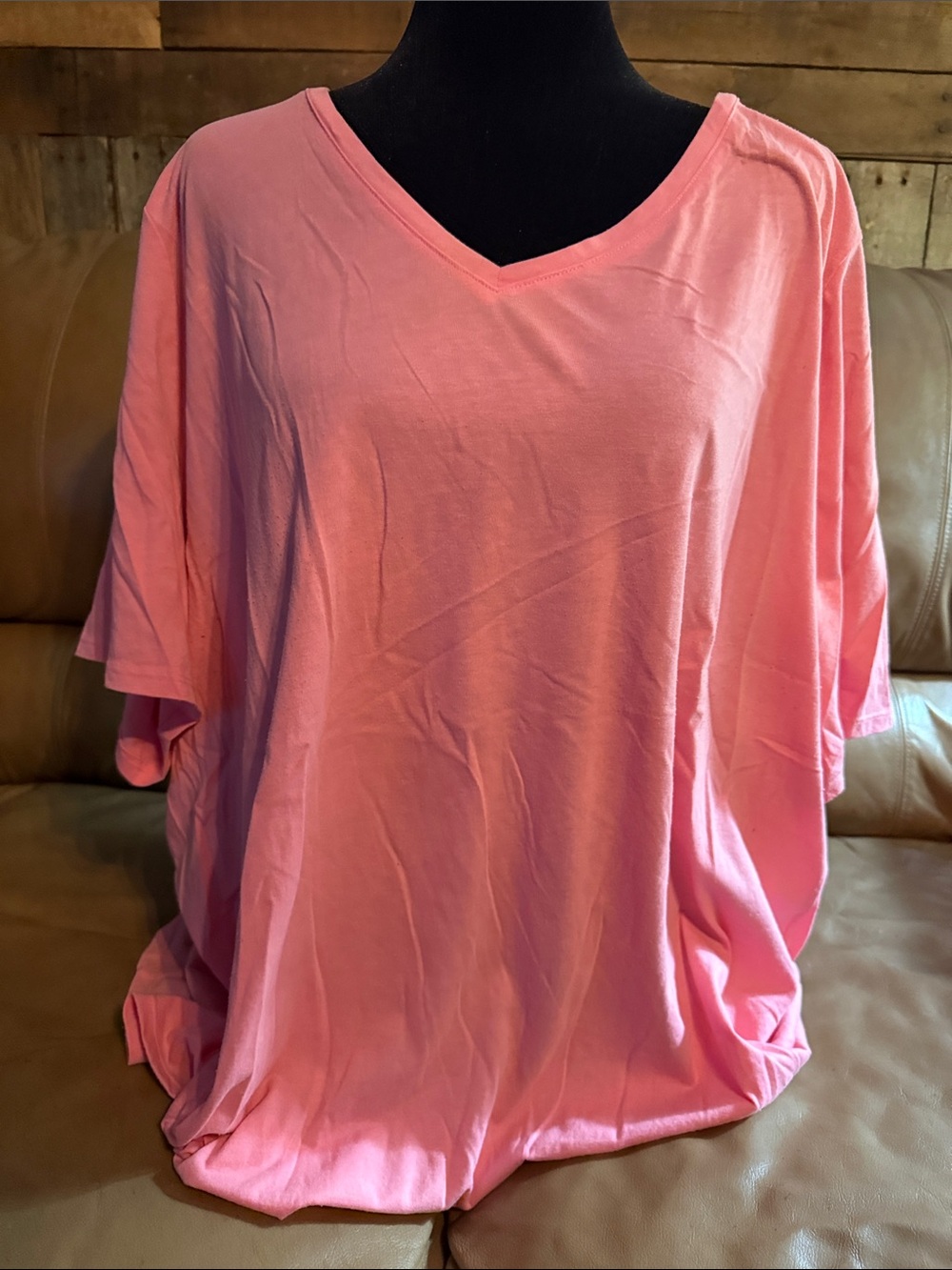 Women’s Pink V-Neck Relaxed Fit Top